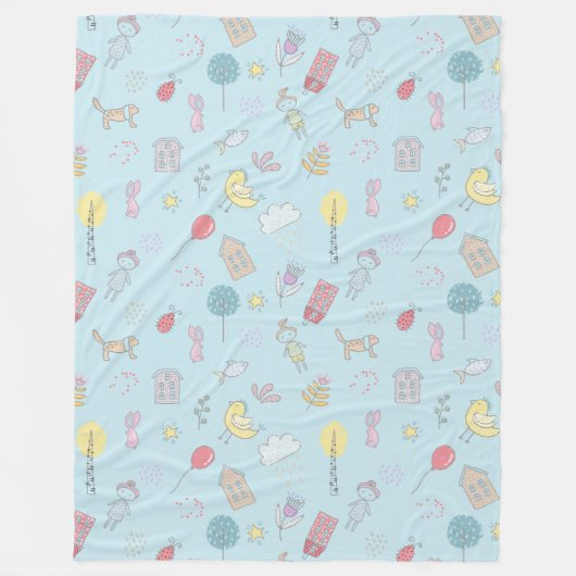 Handgezeichnetes Niedliches Zeug ID360 Fleecedecke (Vorderseite)