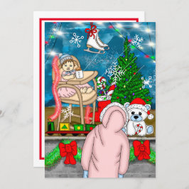 Handgezeichnetes Nostalgisches Weihnachtsfenster Karte