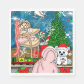 Handgezeichnetes Nostalgisches Weihnachtsfenster Serviette (Vorderseite)