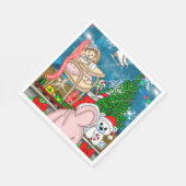 Handgezeichnetes Nostalgisches Weihnachtsfenster Serviette (Ecke)