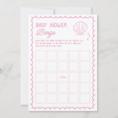 Handgezeichnetes Ocean Seashell Baby Shower Bingo Einladung (Vorderseite)