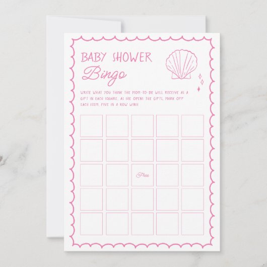 Handgezeichnetes Ocean Seashell Baby Shower Bingo Einladung (Vorderseite)