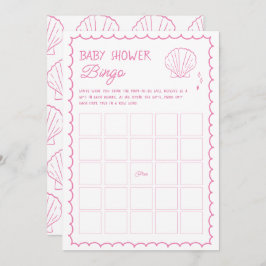 Handgezeichnetes Ocean Seashell Baby Shower Bingo Einladung