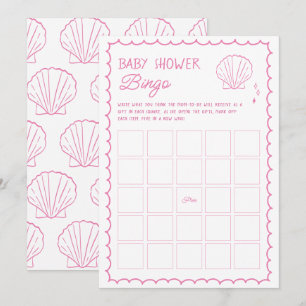 Handgezeichnetes Ocean Seashell Baby Shower Bingo  Einladung