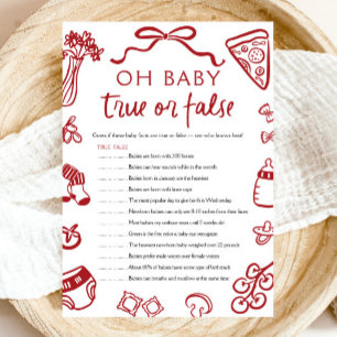 Handgezeichnetes Oh Baby Wahr oder Falsch Baby Sho Einladung