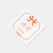 Handgezeichnetes Orange-Hochzeitmonogramm Serviette (Ecke)