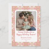 Handgezeichnetes Ornamentmuster Weihnachtsfotokart Feiertagskarte (Vorderseite)