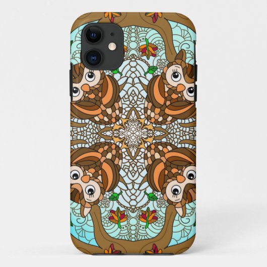 Handgezeichnetes Owl Mandala Artwork Case-Mate iPhone Hülle (Rückseite)