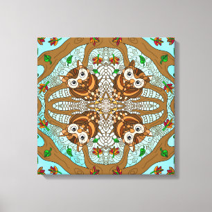 Handgezeichnetes Owl Mandala Artwork Leinwanddruck