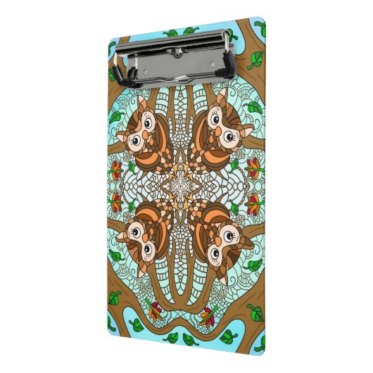 Handgezeichnetes Owl Mandala Artwork Mini Klemmbrett (Gewinkelt2)