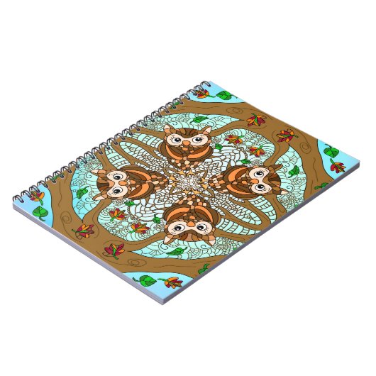 Handgezeichnetes Owl Mandala Artwork Notizblock (Linke Seite)