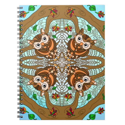 Handgezeichnetes Owl Mandala Artwork Notizblock (Vorderseite)