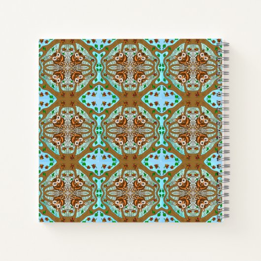 Handgezeichnetes Owl Mandala Artwork Notizblock (Rückseite)