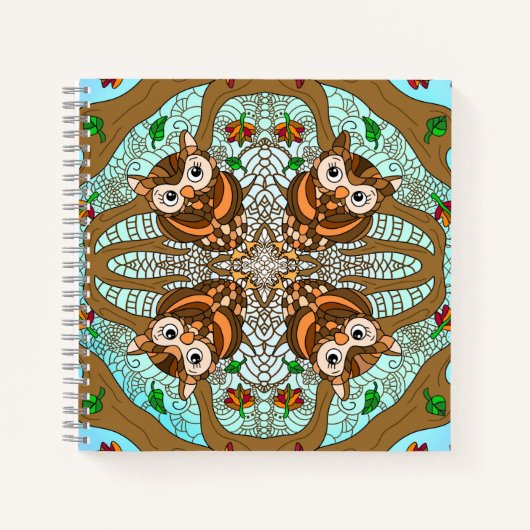 Handgezeichnetes Owl Mandala Artwork Notizblock (Vorderseite)