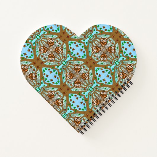 Handgezeichnetes Owl Mandala Artwork Notizblock (Rückseite)