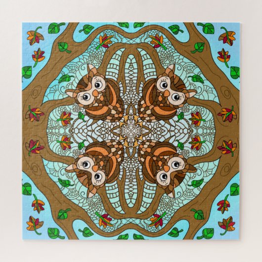 Handgezeichnetes Owl Mandala Artwork Puzzle (Horizontal)