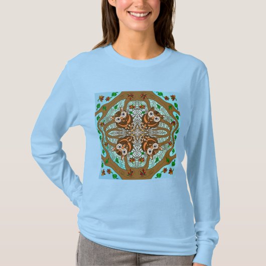 Handgezeichnetes Owl Mandala Artwork T-Shirt (Vorderseite)