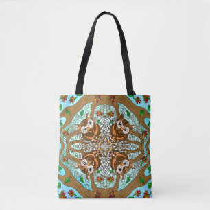 Handgezeichnetes Owl Mandala Artwork Tasche