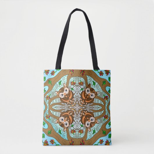 Handgezeichnetes Owl Mandala Artwork Tasche (Vorderseite)