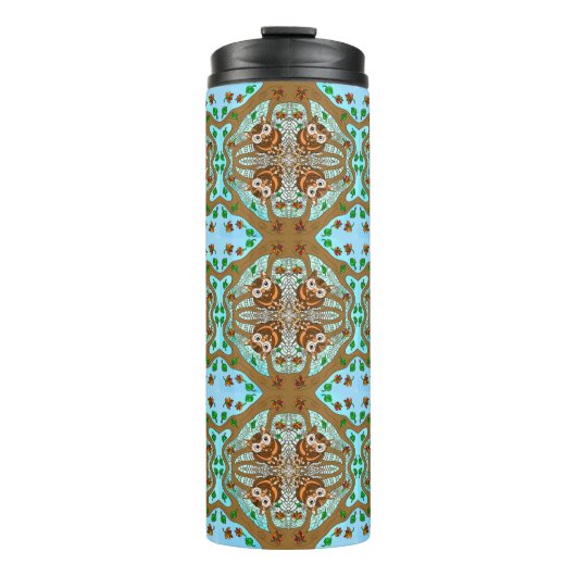 Handgezeichnetes Owl Mandala Artwork Thermosbecher (Vorderseite)