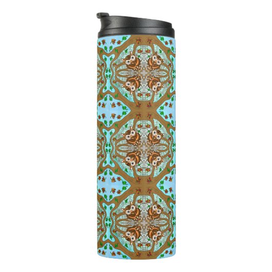 Handgezeichnetes Owl Mandala Artwork Thermosbecher (Nach rechts gedreht)