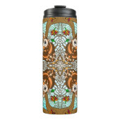 Handgezeichnetes Owl Mandala Artwork Thermosbecher (Vorderseite)