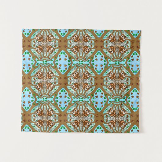 Handgezeichnetes Owl Mandala Artwork Wandteppich (Vorderseite (Horizontal))