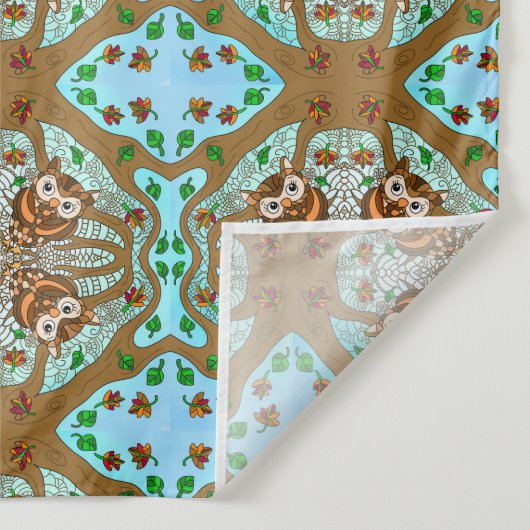 Handgezeichnetes Owl Mandala Artwork Wandteppich (Detail)