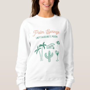 Handgezeichnetes Palm Springs Rosa Junggesellinnen Sweatshirt