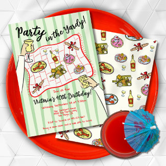 Handgezeichnetes Picknick-Party in der Yardy Einladung
