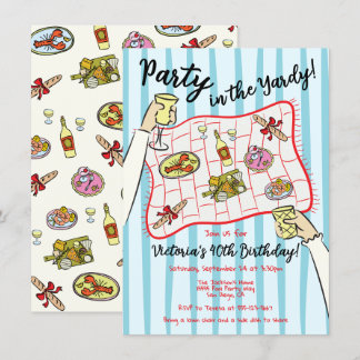 Handgezeichnetes Picknick-Party in der Yardy Einladung
