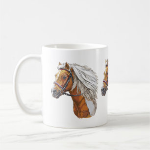 Handgezeichnetes Pinto-Pferd-Porträt Kaffeetasse