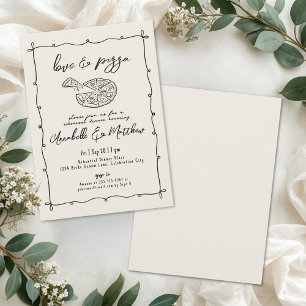 Handgezeichnetes Pizza-Probedinner für die Hochzei Einladung