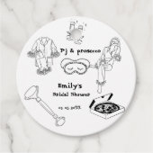 Handgezeichnetes PJ und Brautparty Prosecco Geschenkanhänger (Vorderseite)