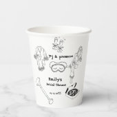 Handgezeichnetes PJ und Brautparty Prosecco Pappbecher (Rückseite)