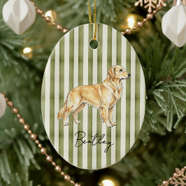 Handgezeichnetes Portrait Sketch Goldener Retrieve Keramik Ornament
