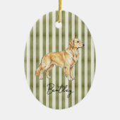 Handgezeichnetes Portrait Sketch Goldener Retrieve Keramik Ornament (Vorne)