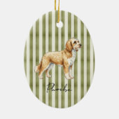 Handgezeichnetes Portrait Sketch Goldenes Doodle Keramik Ornament (Hinten)