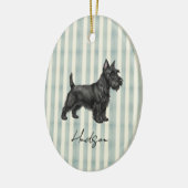 Handgezeichnetes Portrait Sketch Scottish Terrier Keramik Ornament (Links)