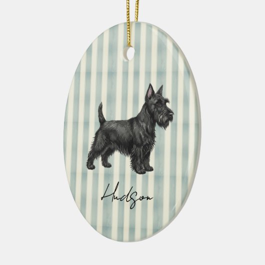 Handgezeichnetes Portrait Sketch Scottish Terrier Keramik Ornament (Links)