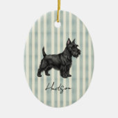 Handgezeichnetes Portrait Sketch Scottish Terrier Keramik Ornament (Vorne)