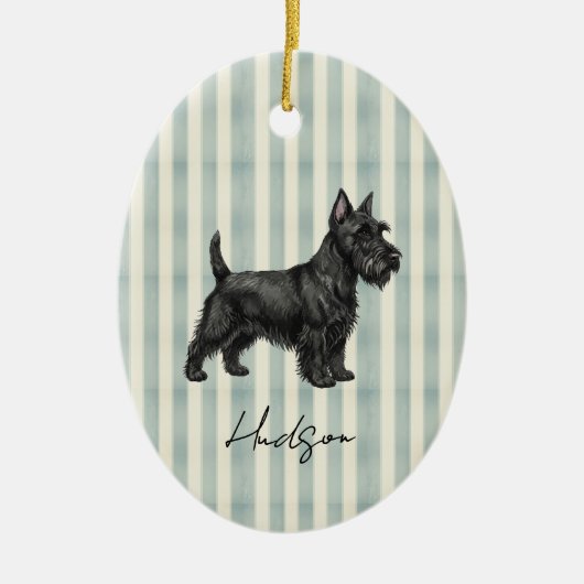 Handgezeichnetes Portrait Sketch Scottish Terrier Keramik Ornament (Vorne)