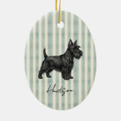 Handgezeichnetes Portrait Sketch Scottish Terrier Keramik Ornament (Hinten)
