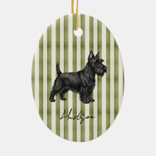 Handgezeichnetes Portrait Sketch Scottish Terrier Keramik Ornament (Hinten)