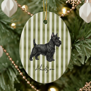 Handgezeichnetes Portrait Sketch Scottish Terrier Keramik Ornament