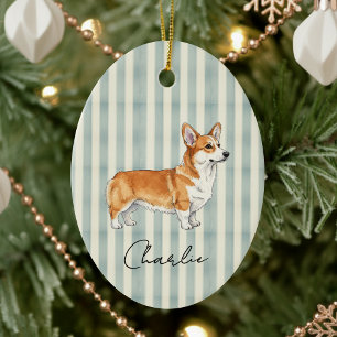 Handgezeichnetes Portrait Wasserfarbe Corgi Keramik Ornament
