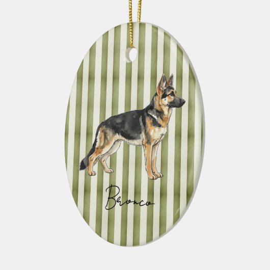 Handgezeichnetes Portrait Wasserfarbe Deutscher Sc Keramik Ornament (Links)