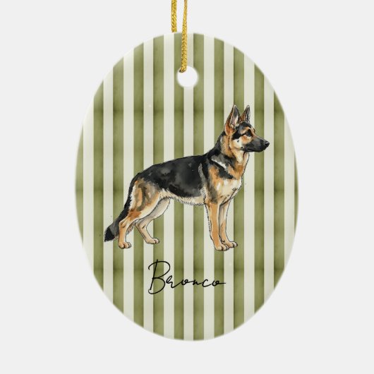 Handgezeichnetes Portrait Wasserfarbe Deutscher Sc Keramik Ornament (Hinten)