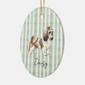 Handgezeichnetes Portrait Wasserfarbe Shih Tzu Keramik Ornament (Links)