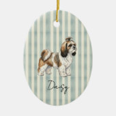 Handgezeichnetes Portrait Wasserfarbe Shih Tzu Keramik Ornament (Vorne)